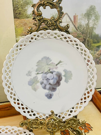 Set of 2 Decorative Plates, Cutwork, Thun Germany Pierced Lace Fruit Plates