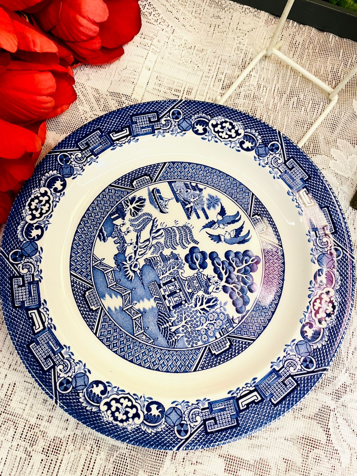 Vintage Palissy Old Windsor Locks Blue & White Plate 9 in