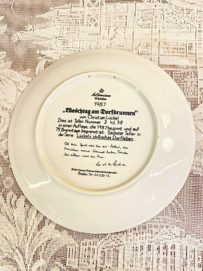 Vintage Seltmann Weiden Village Wash Day Plate 1987 7.5 inch