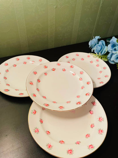 Rosalind China Pink Rose Bone China Plates Set of 4