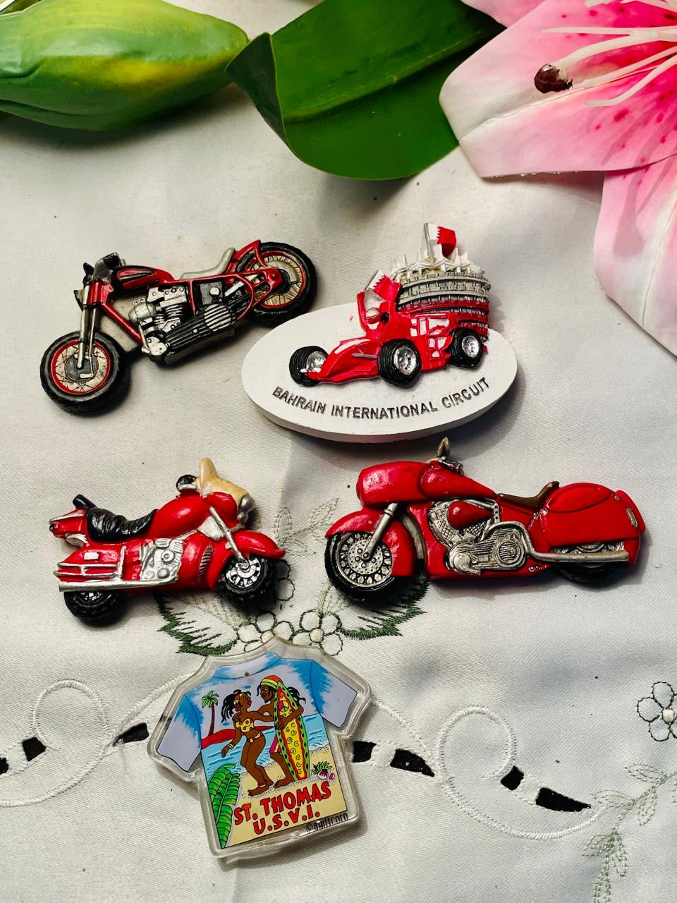 Fridge Magnet 5-Piece Motorcycle & Travel Souvenir Decor Set