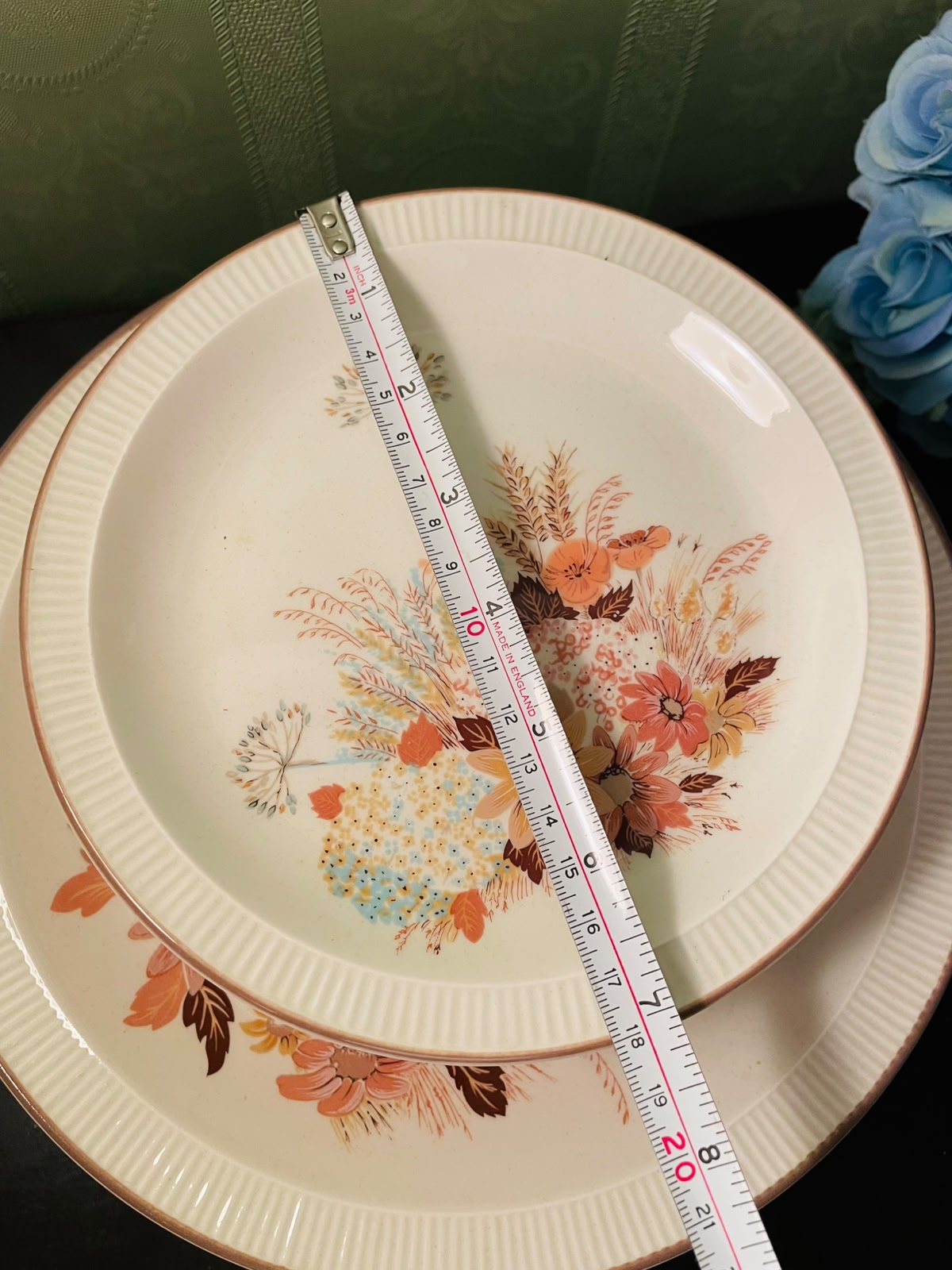 Vintage Poole England Floral Plates Set of 12 - 6 persons