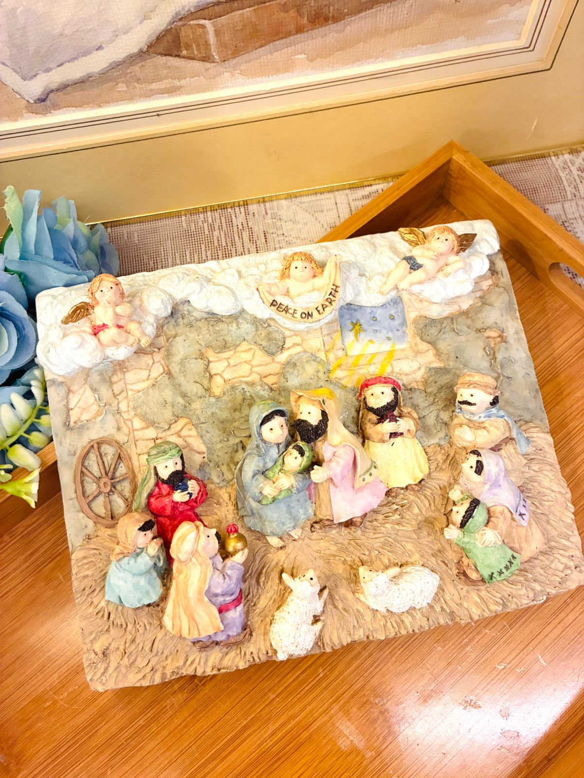 Handcrafted Nativity Scene Wall Plaque – Peace on Earth, 3D Decor
