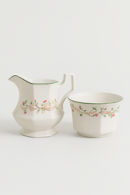 Johnson Brothers Eternal Beau Milk Jug & Sugar Bowl Set – Vintage England