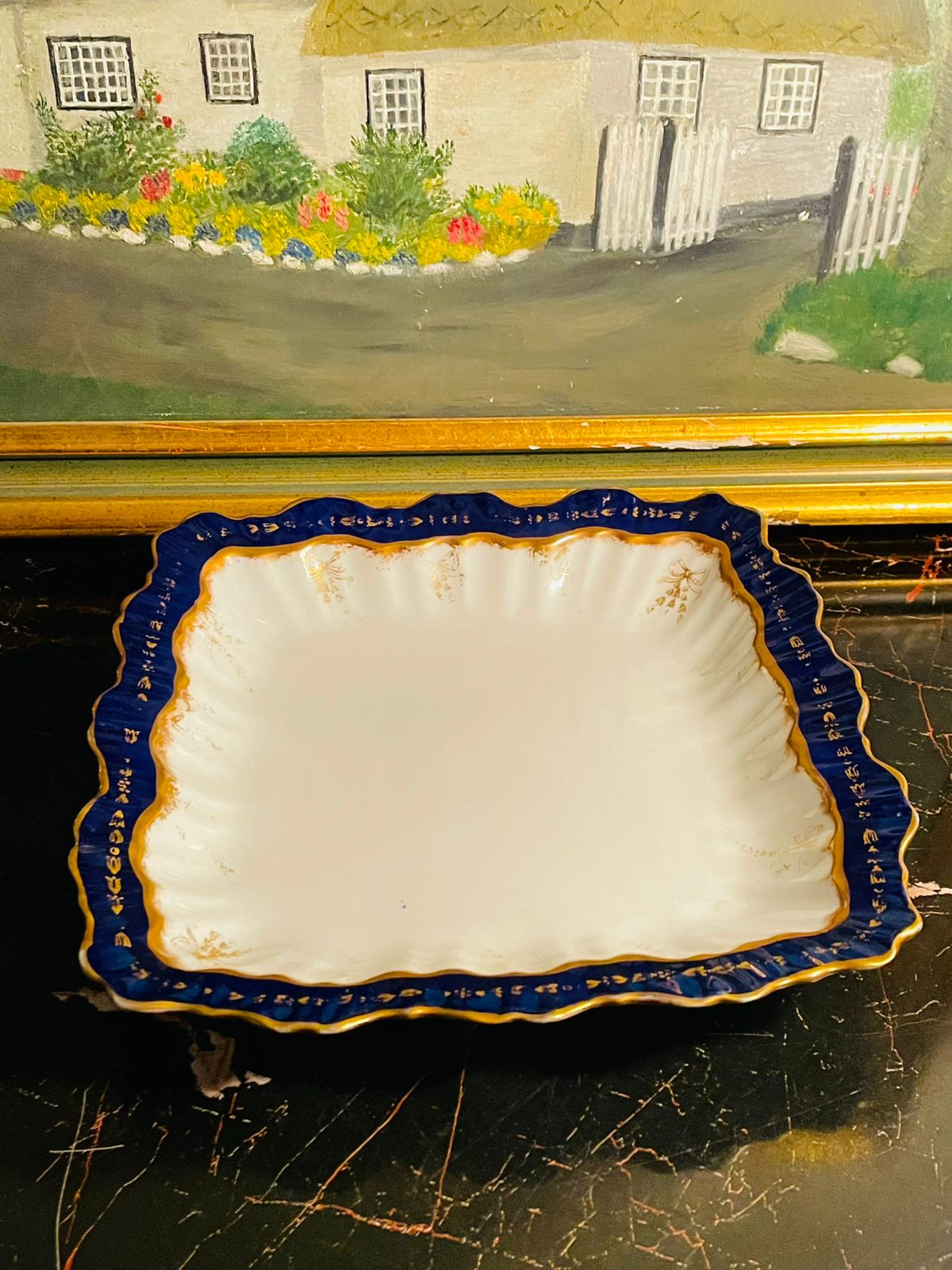 Royal S England Cobalt Blue & Gold Square Serving Dish – Vintage