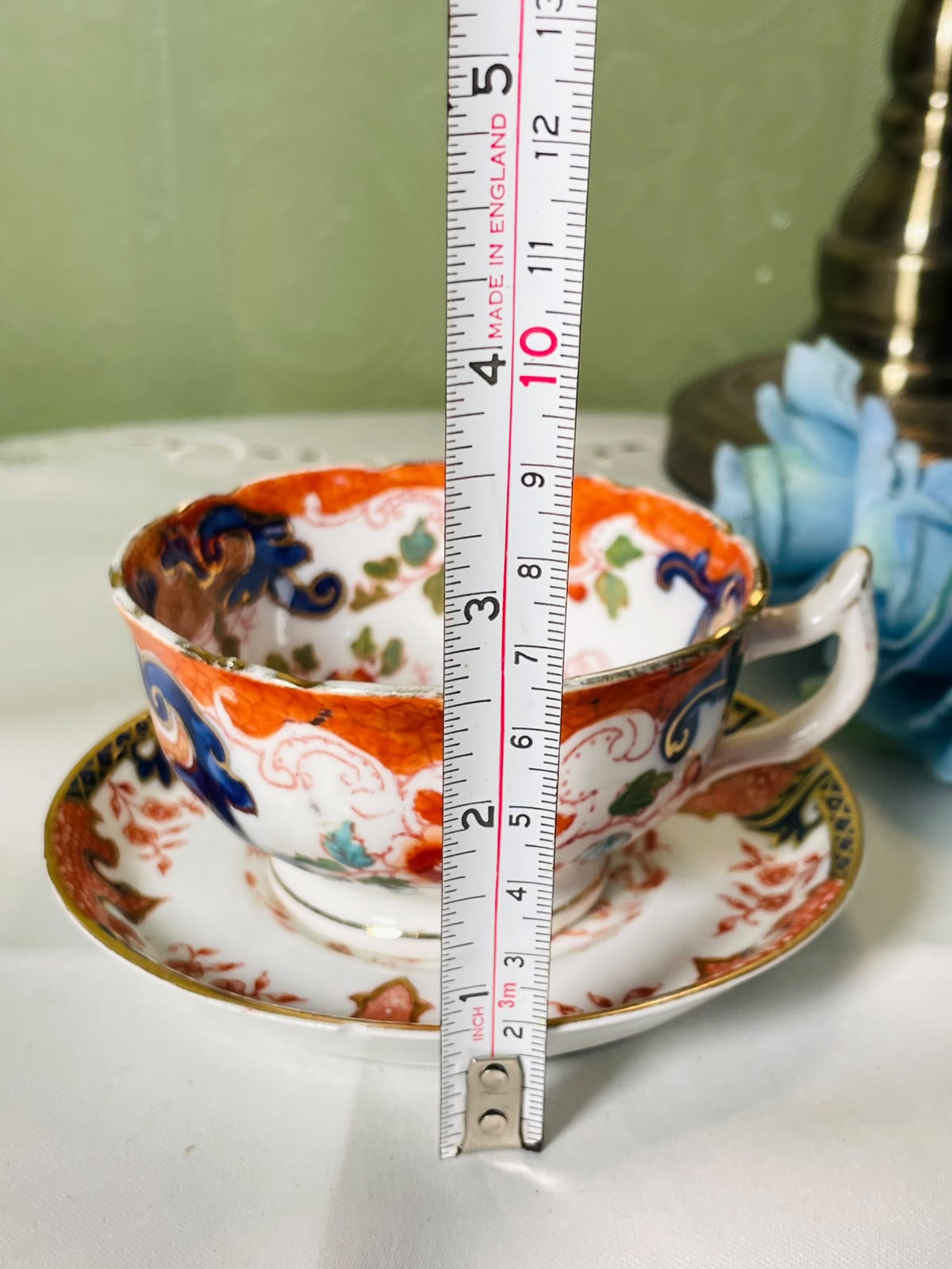 Vintage Imari Style Cup & Saucer Set Red Blue Gold 2-Piece