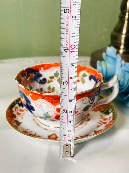 Vintage Imari Style Cup & Saucer Set Red Blue Gold 2-Piece