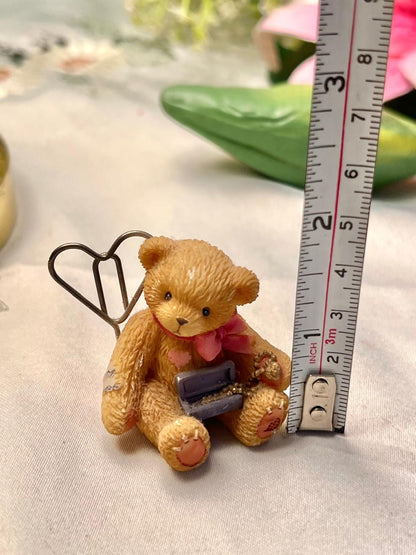 Cherished Teddies Bear Figurine Heart Wire & Gift Box 5 cm