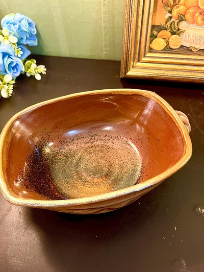 Rustic Stoneware Serving Bowl with Handles 21 cm