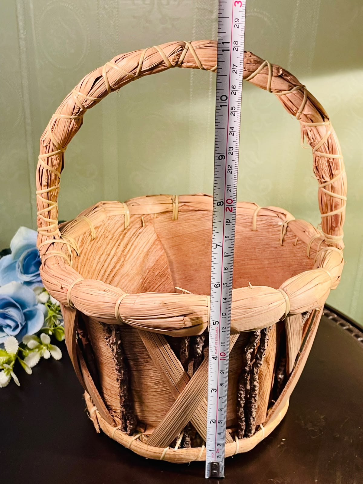 Natural Woven Decorative Basket with Handle – Rustic Storage Basket