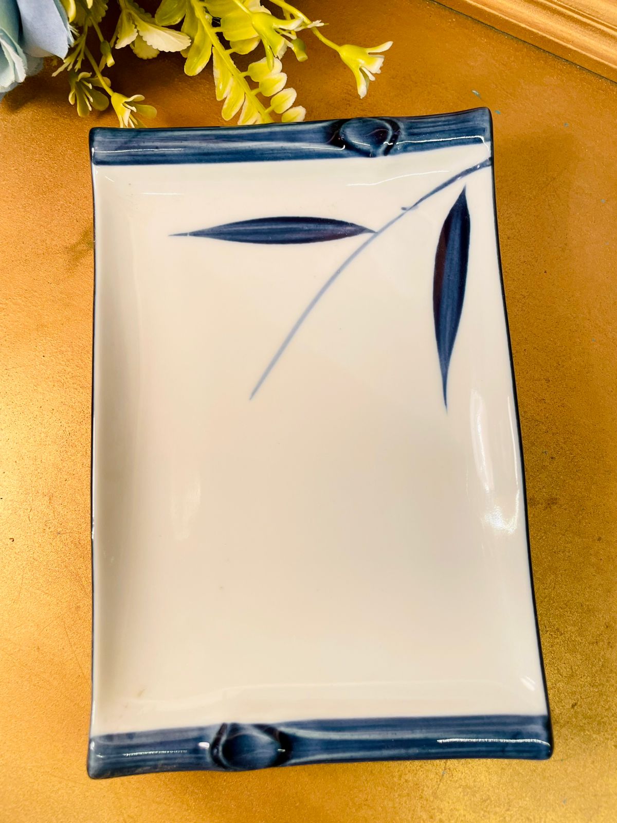 Vintage Blue & White Ceramic Serving Tray Set