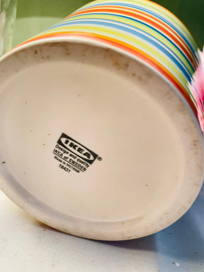 IKEA Multicolour Striped Ceramic Planter 5.25 in
