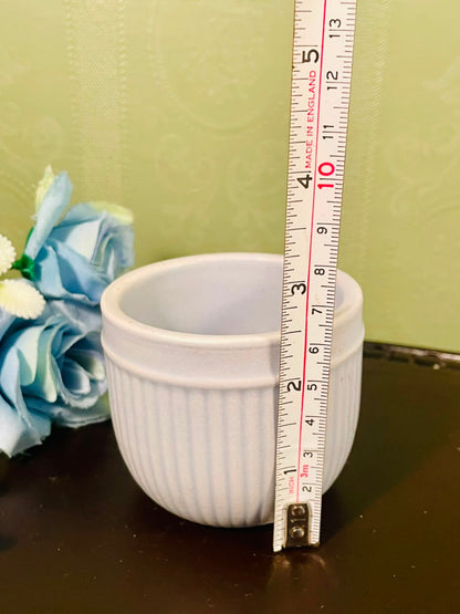 White Ribbed Ceramic Mini Planter – 3 Inch
