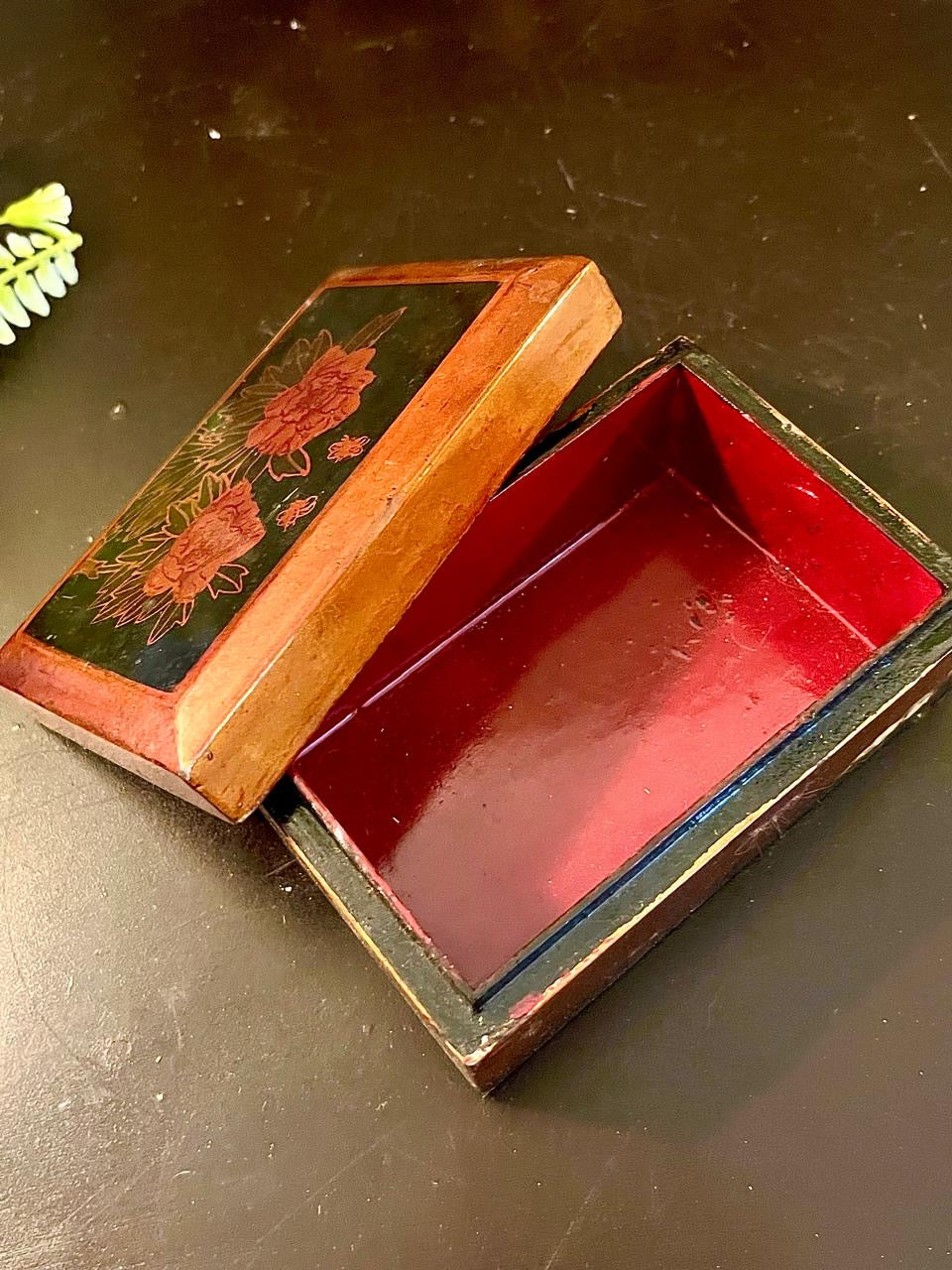 Hand Painted Wooden Lacquer Keepsake Box