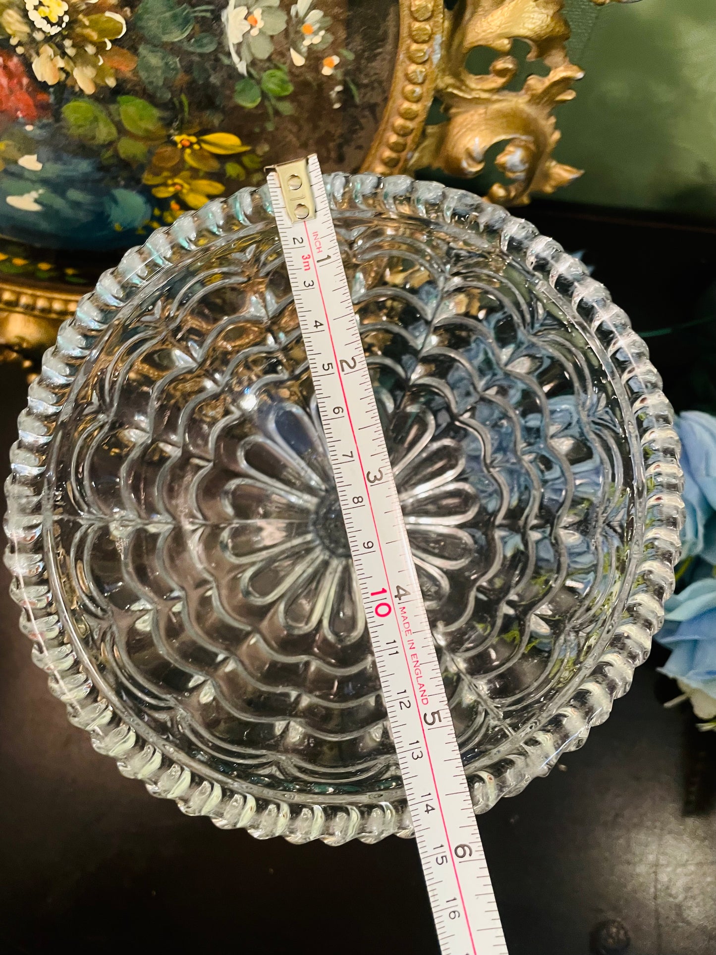 Vintage Crystal Glass Pedestal Bowl