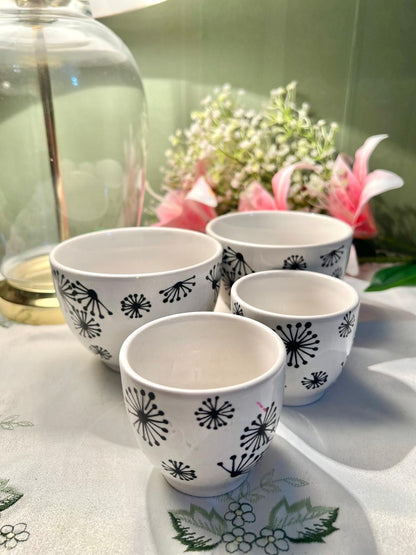 La Redoute Black Floral Ceramic Bowls Set of 4