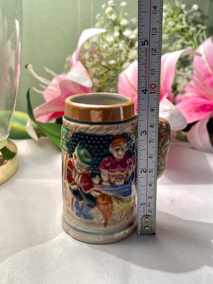 Vintage Multicolour Relief Tankard Mug Approx. 9 cm