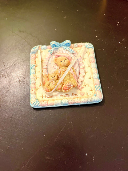 Vintage Teddy Bear Nursery Wall Plaque – 4 Inch