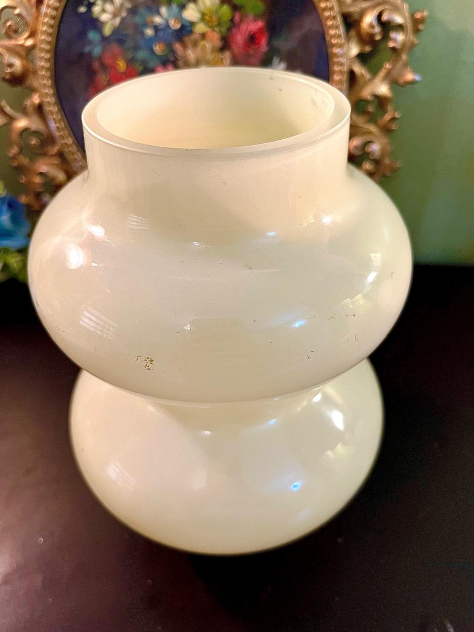 White Milk Glass Bulb Decorative Vase