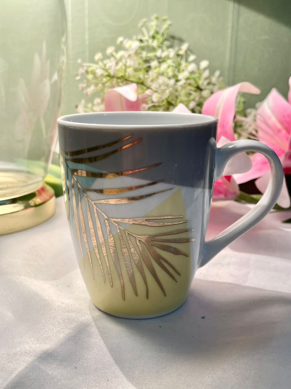 Grey Gold Geometric Ceramic Mug 10cm - 1 Piece