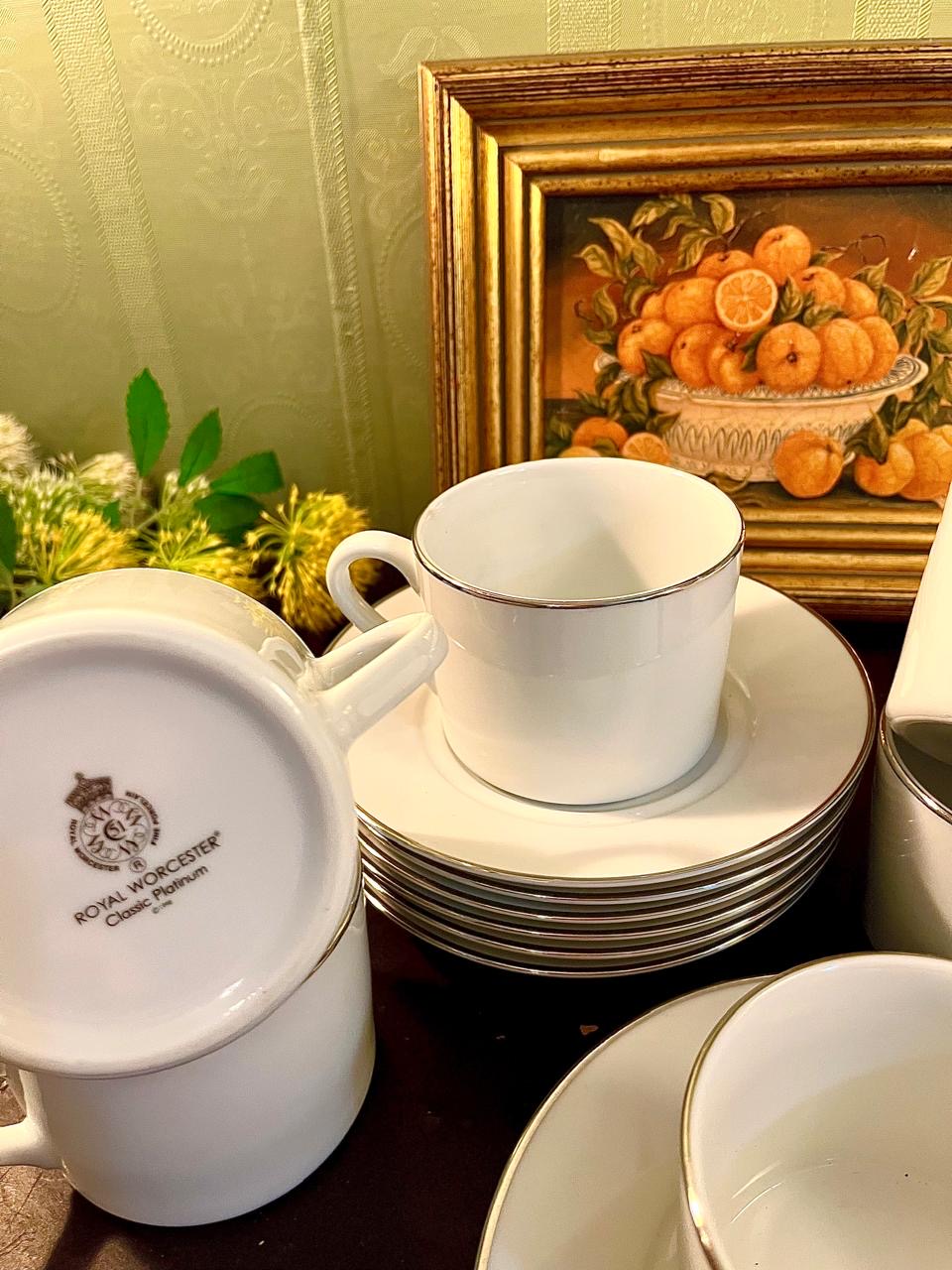 Royal Worcester Classic Platinum Tea Set – 12 Piece England