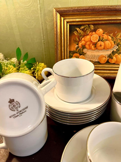 Royal Worcester Classic Platinum Tea Set – 12 Piece England