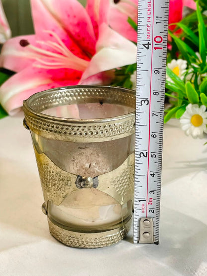 Crystal Tealight Holder with Silver-Tone Sleeve – 8 cm