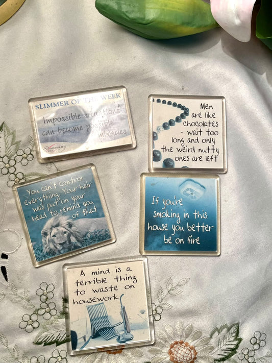 Vintage Humorous Quote Fridge Magnets – 5 Piece Set