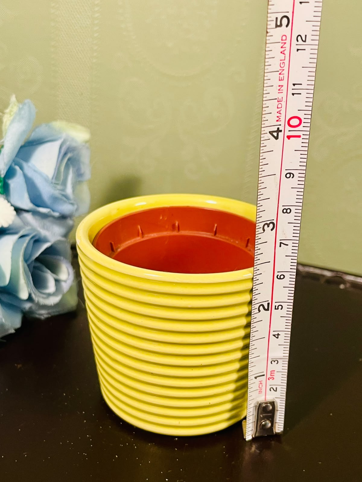 Yellow Ribbed Ceramic Mini Planter – 3 Inch