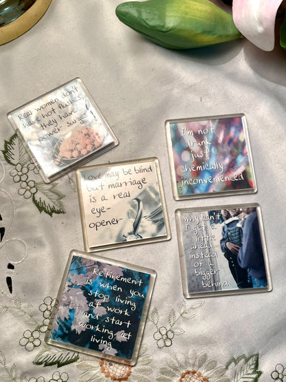 Vintage Humorous Quote Fridge Magnets – 5 Piece Set