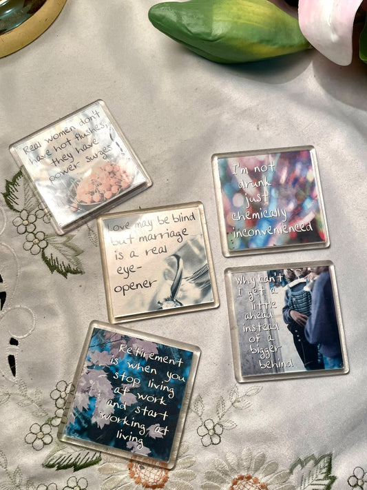 Vintage Humorous Quote Fridge Magnets – 5 Piece Set