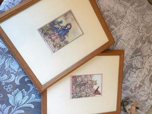 Vintage Flower Fairy Art Prints – Framed Wall Decor (Set of 2)