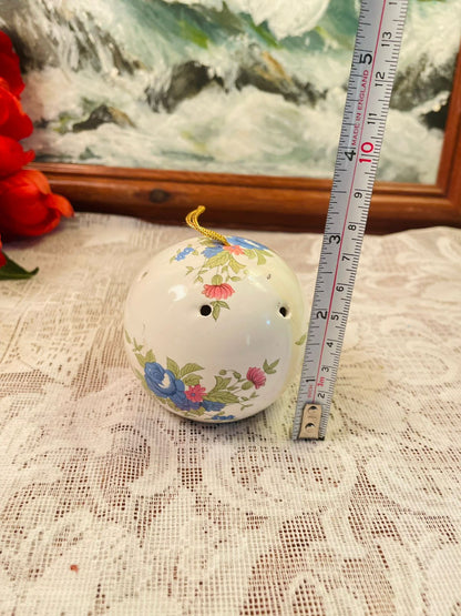 Vintage Floral Ceramic Pomander Ball Ornament
