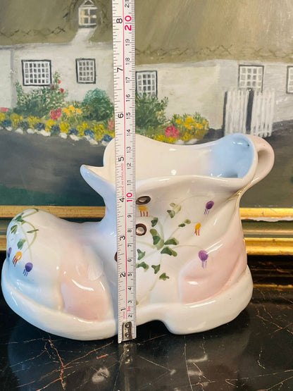 Vintage Ceramic Boot Planter ( 11cm ) – Hand-Painted Floral Design. ENGLAND
