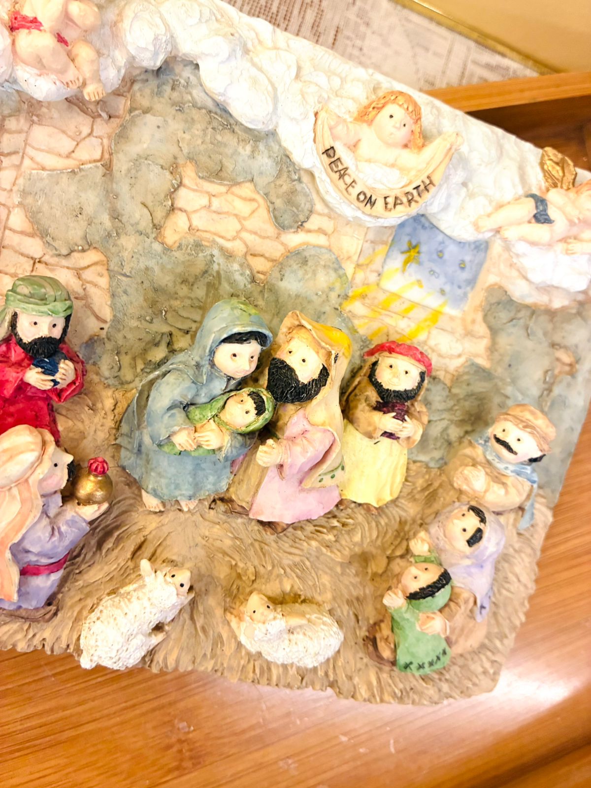 Handcrafted Nativity Scene Wall Plaque – Peace on Earth, 3D Decor