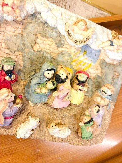 Handcrafted Nativity Scene Wall Plaque – Peace on Earth, 3D Decor