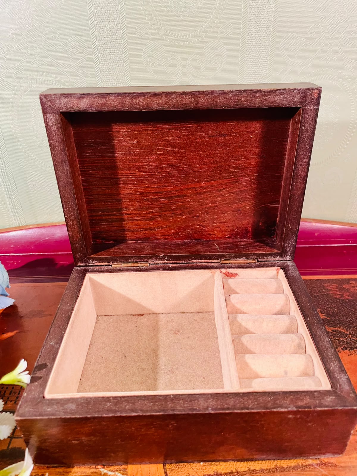 Wooden Jewellery Box with Ring Storage – 7 Inch