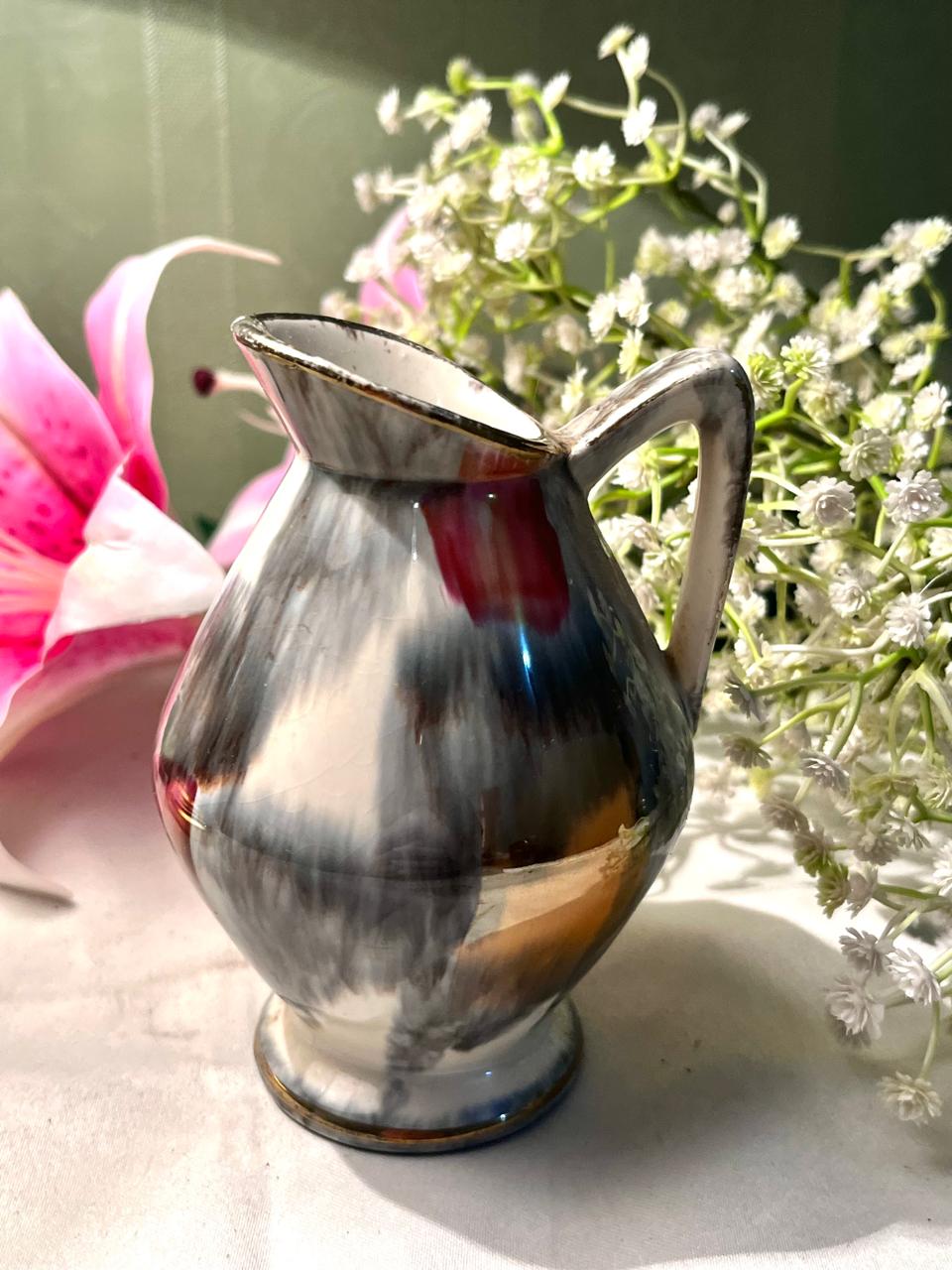 W. Germany Grey Lustre Ceramic Jug 5 Inch