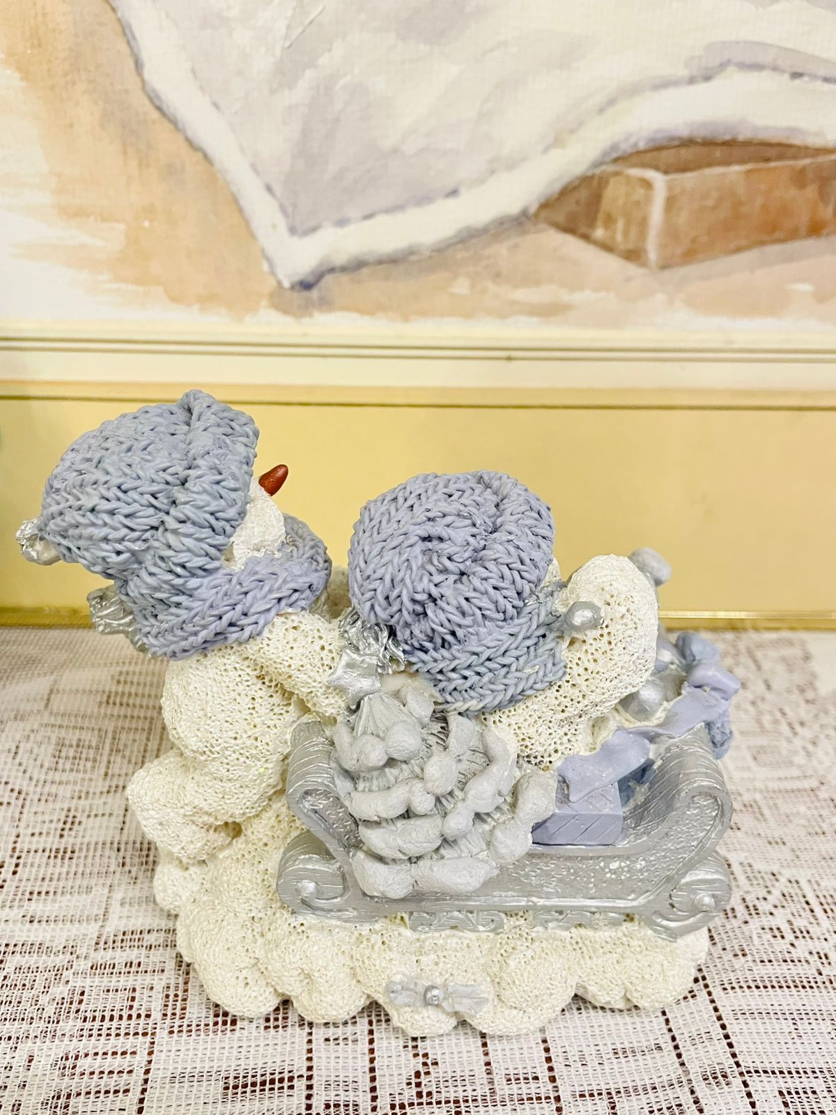 Handcrafted Snowman Figurine Set with Sleigh – Winter Christmas Decor