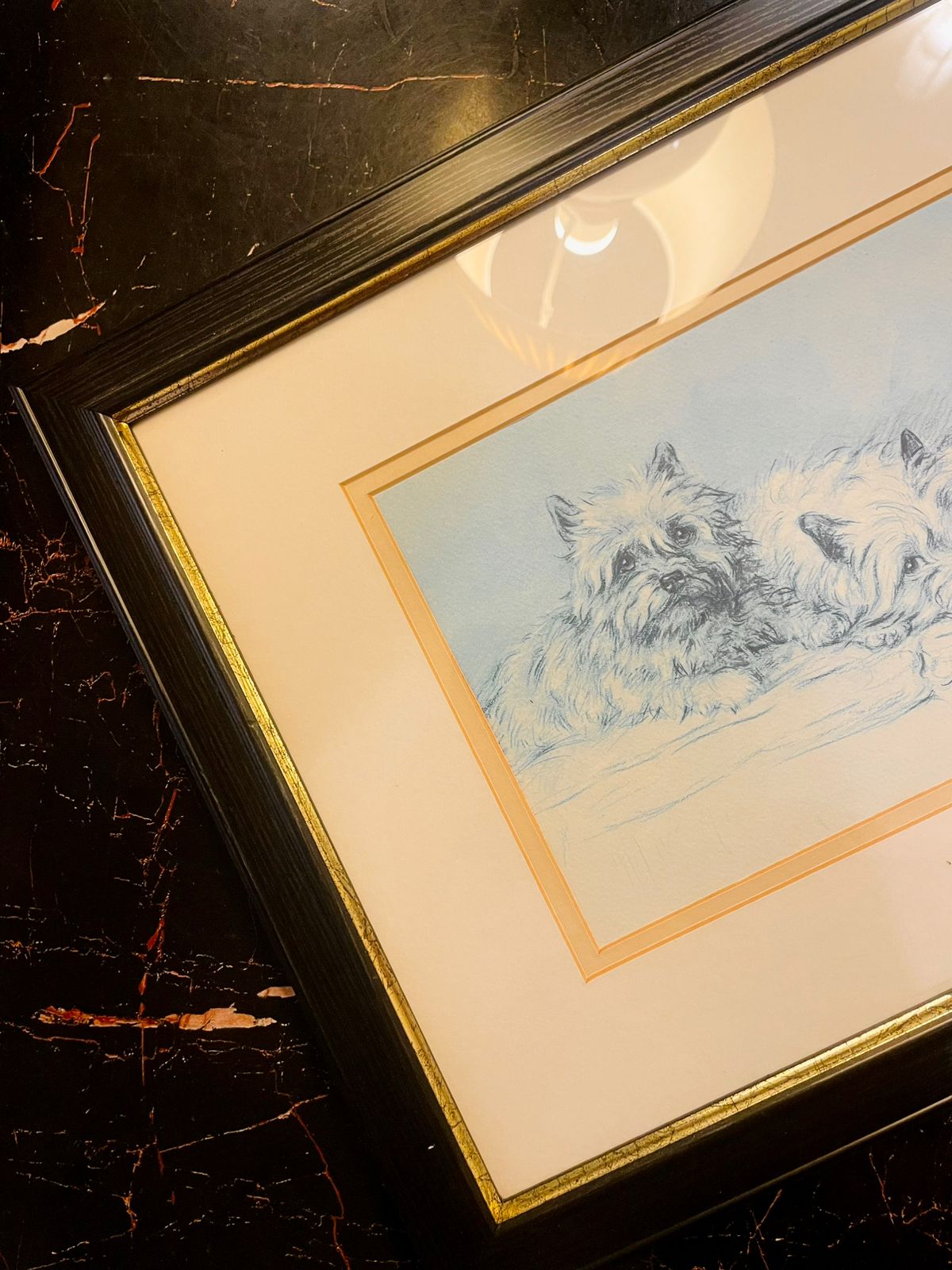 Vintage Dog Sketch Framed Art – Classic Pet Illustration