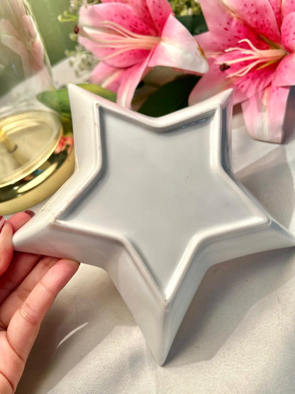 White Star-Shaped Ceramic Serving Dish – 7 Inch
