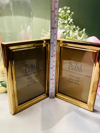 Solid Brass Double Photo Frames Set of 2 9 x 13 cm