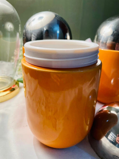 Orange Ceramic Aitight Jars with Metal Lids Set of 3 – 8 in