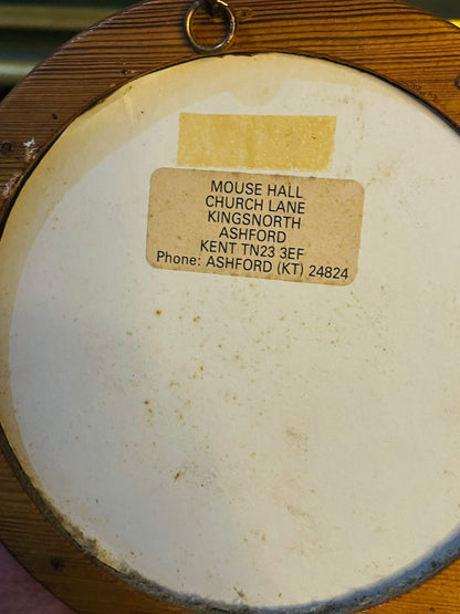 Set of 2 Vintage Wooden Wall Plates – Cottage & Windmill Scenic Ceramic Inserts