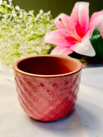 Pink Textured Terracotta Ceramic Planter – 3 Inch