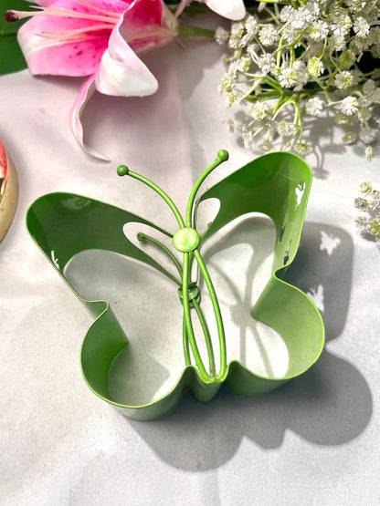 Green Metal Butterfly Decorative Holder 4 Inch