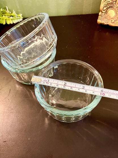 Set of 3 Vintage Ribbed Glass Bowls 4 Inch