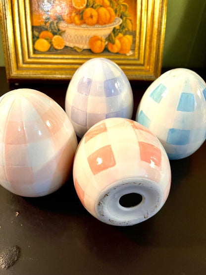 Set of 4 Pastel Ceramic Decorative Eggs 5 Inch – Easter Home Décor
