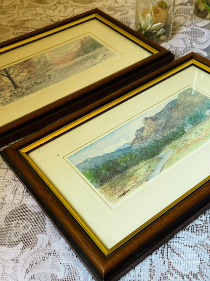 Set of 2 English Panoramic Landscape Art painting– Framed Wall Décor
