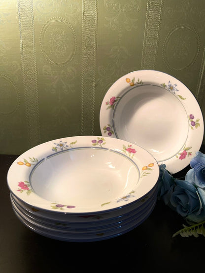 Villa Alba Floral Fine China Bowls Set of 6 – 7 Inch